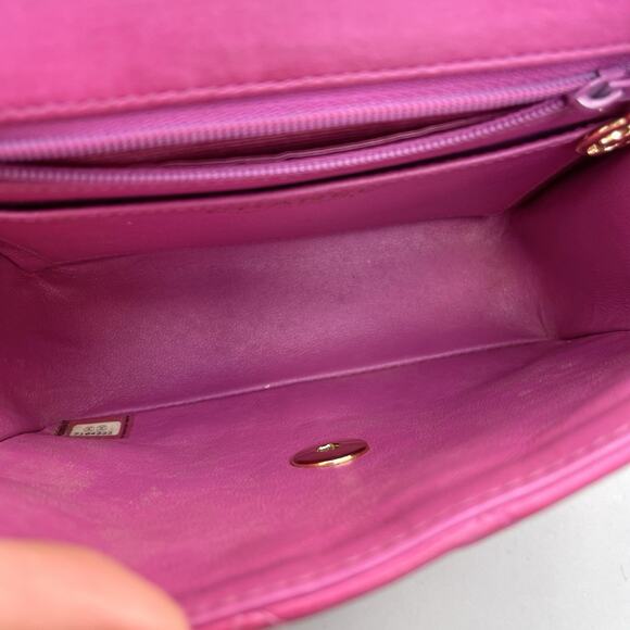 Chanel Small Square Classic Flap Pink Lambskin Leather 24k Gold Plates Hardware - Picture 14 of 16